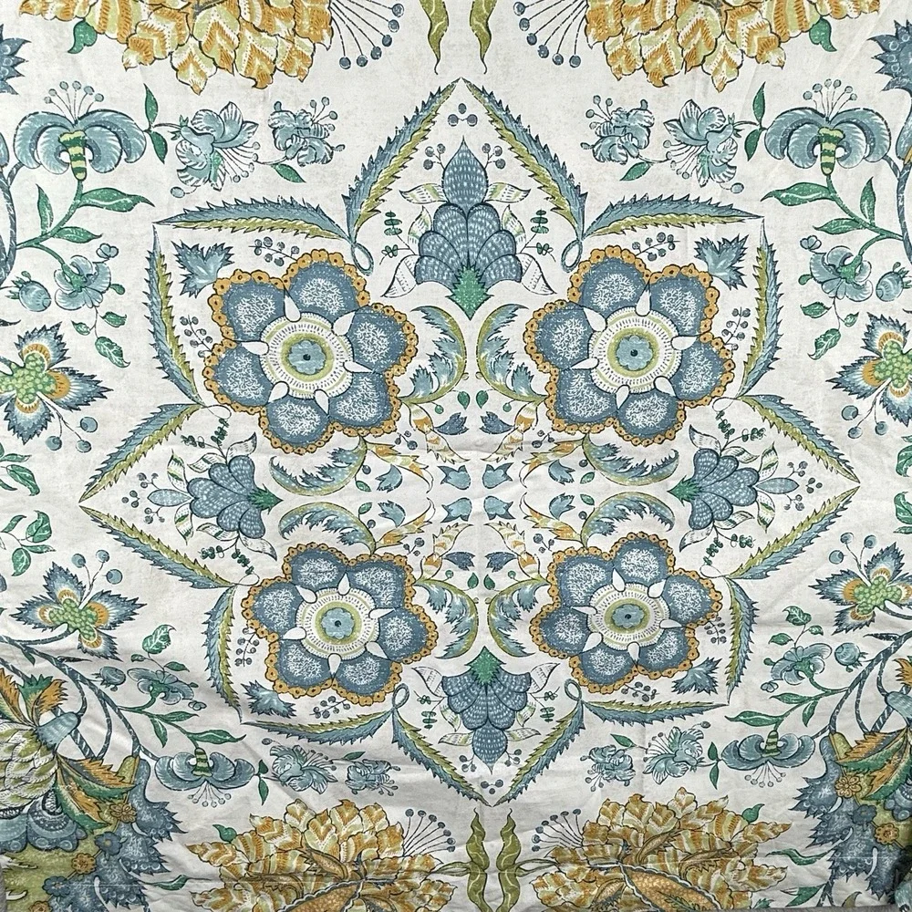 Pottery Barn Throw Pillow‎ Sham Blue Green Yellow Dawn Medallion Print 26X26